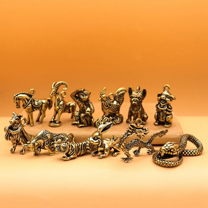 Chinese Zodiac Dragon Statue Bronze Figurine Antique Copper Animal Miniature Home Ornaments Collection Decor Crafts