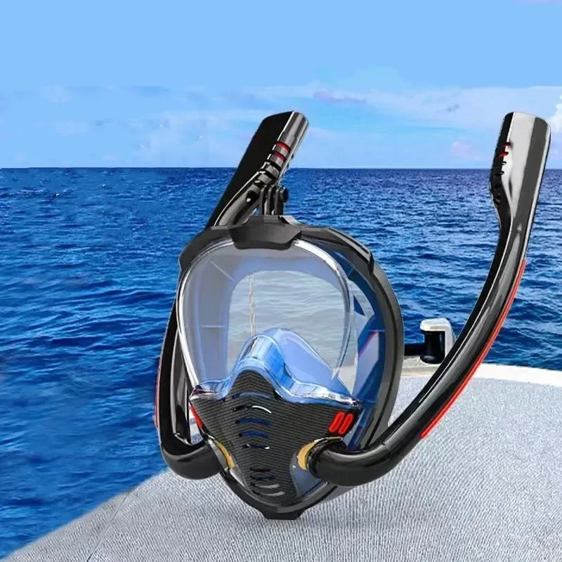 2023 Nuovo Doppio Respiratore Snorkeling Maschera Subacquea Full Face Dry Style Swiming Snorkel Set Attrezzature Accessori Subacquei