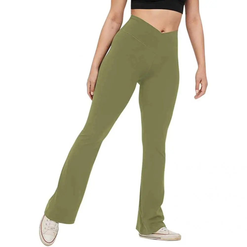 Pantaloni Da Yoga Pantaloni Svasati Tinta Unita Pantaloni Svasati A Vita Alta Con Fasciatura