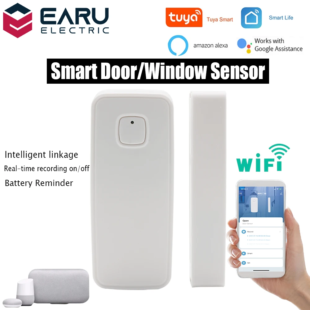 Tuya Smart Wifi Window Gate Door Sensor Open Close Detector App Notifica Avviso Sicurezza Allarme Smart Life Alexa Google Home