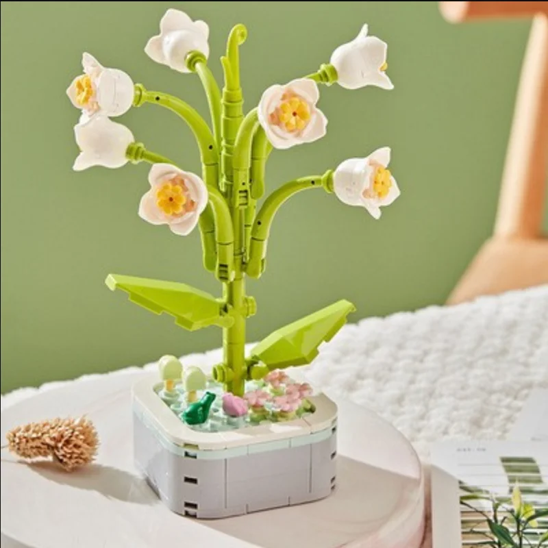 Multi-Ramo, Diamante Cavallo 103A-D Compatibile Lego Rosa Girasole In Vaso Blocchi Decorazione Giocattolo Fiore