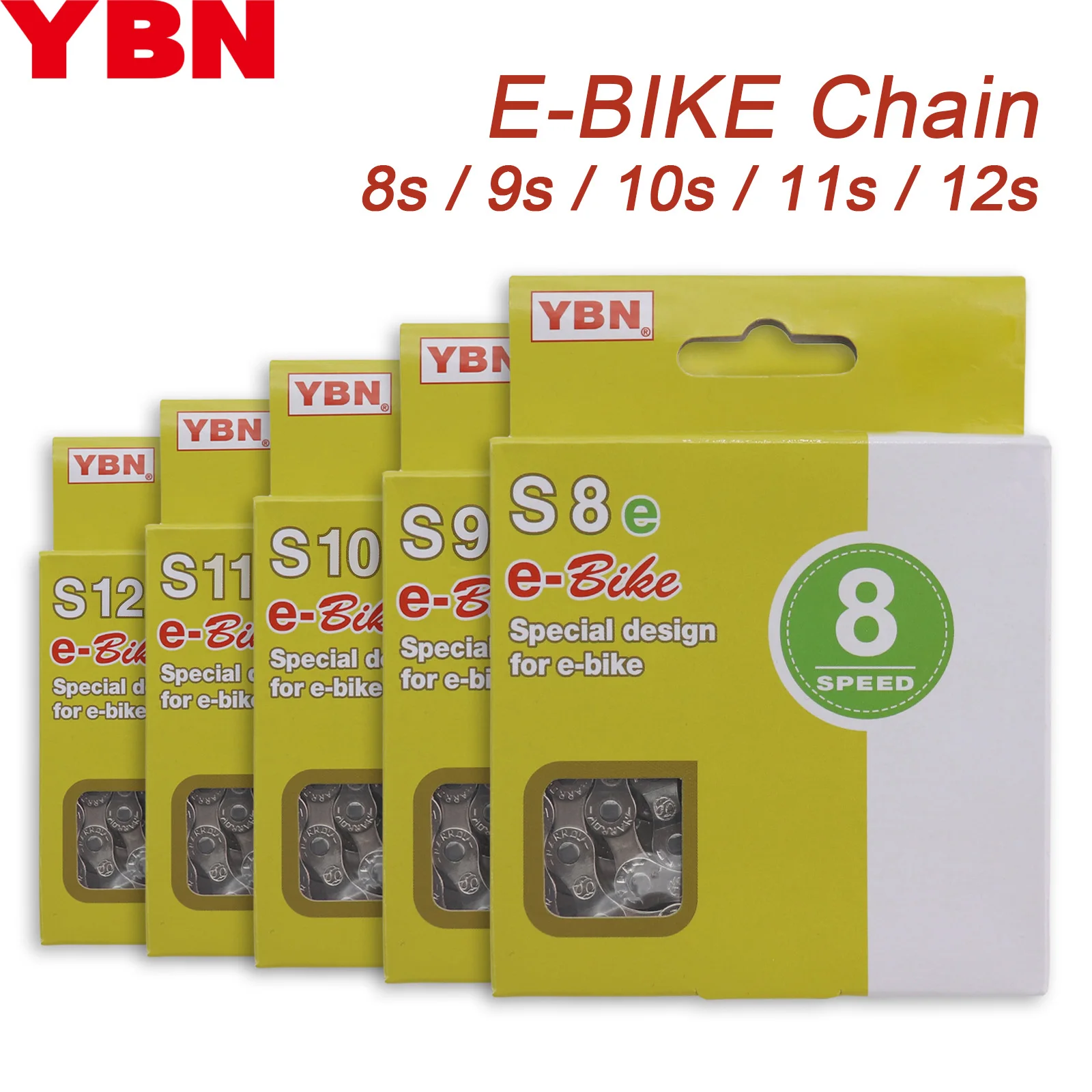 Ybn Ebike Chain 8 9 10 11 12S Velocità Per Mid Motor E-Bike Per Bosch Bafang Per Shimano Electric Bike 136 Maglie Catena Ad Alta Resistenza