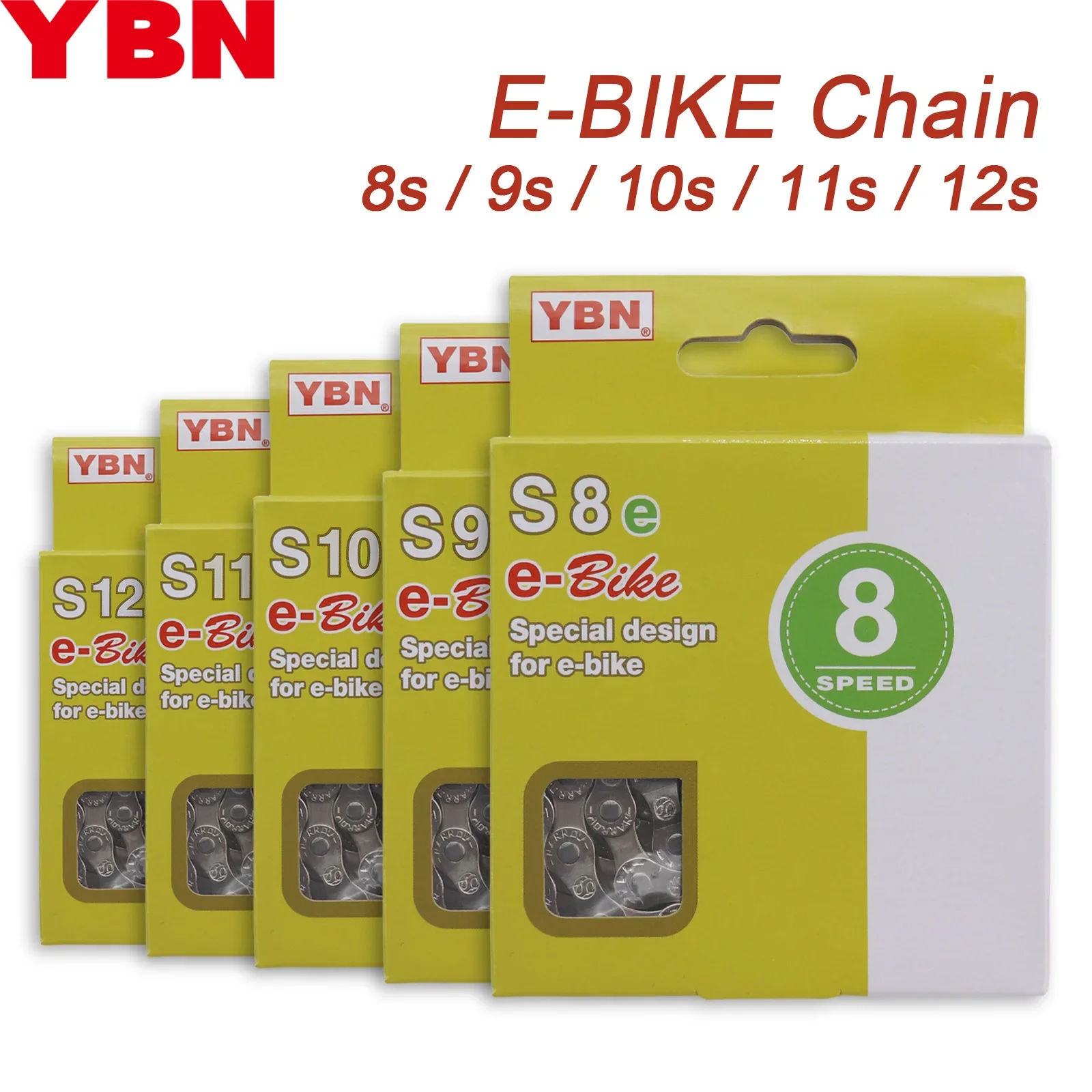 Ybn Ebike Chain 8 9 10 11 12S Velocità Per Mid Motor E-Bike Per Bosch Bafang Per Shimano Electric Bike 136 Maglie Catena Ad Alta Resistenza