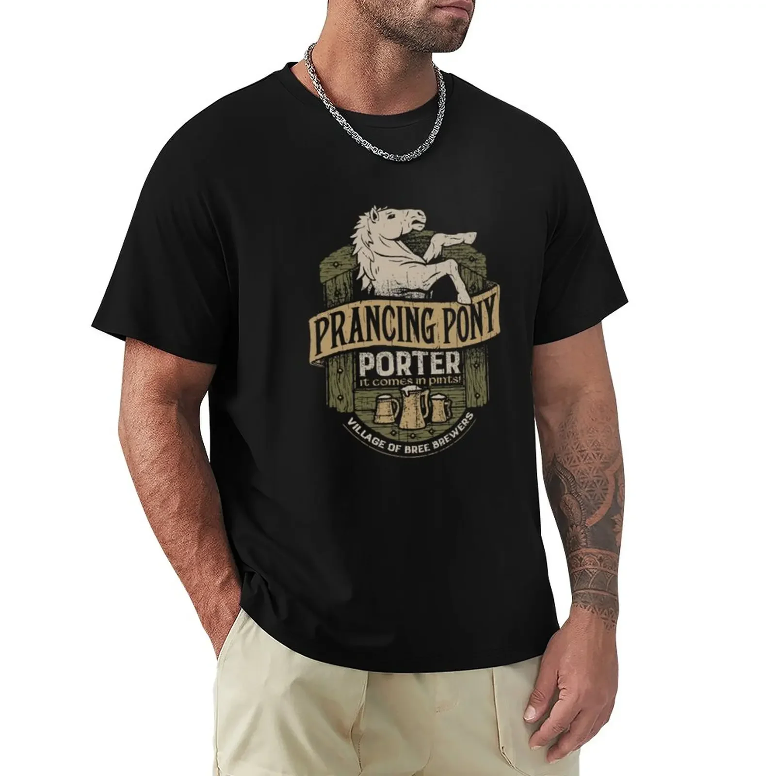 Prancing Pony Brewery Design T-Shirt Kawaii Vestiti Vestiti Estetici Dogana Manica Corta Tee Men
