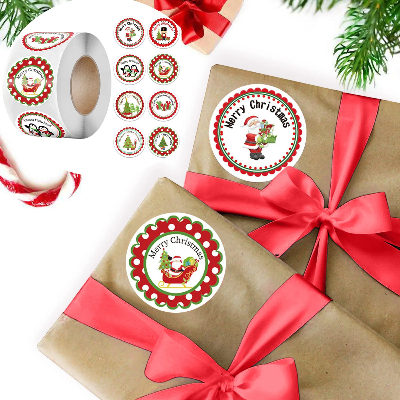 Navidad Decorazioni Natalizie Per La Casa 1 Rotolo 500 Post Kerst Xmas Babbo Natale Adesivi Per Bambini Decalcomanie Natale Alambiculaw-Maut-Di Marmo 