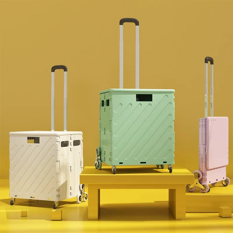 Carrello Portabagagli Leggero Spazzolato Carrello Della Spesa Pieghevole Espresso Per Salire Le Scale Home Hand Pull