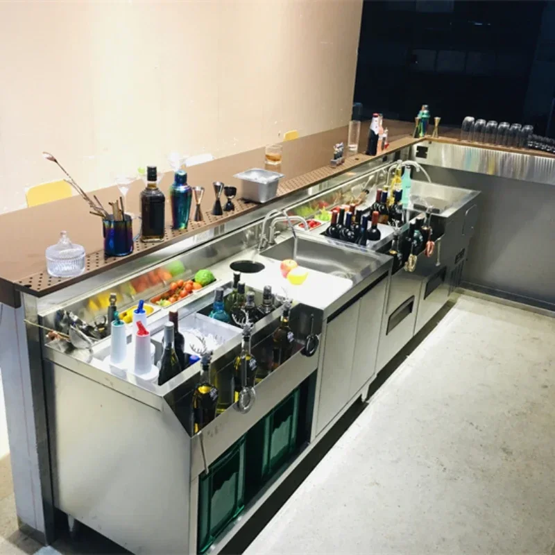 Bubble Tea Stainless Steel Work Station Cocktail 120Cm Portable Cocktail Bar Station