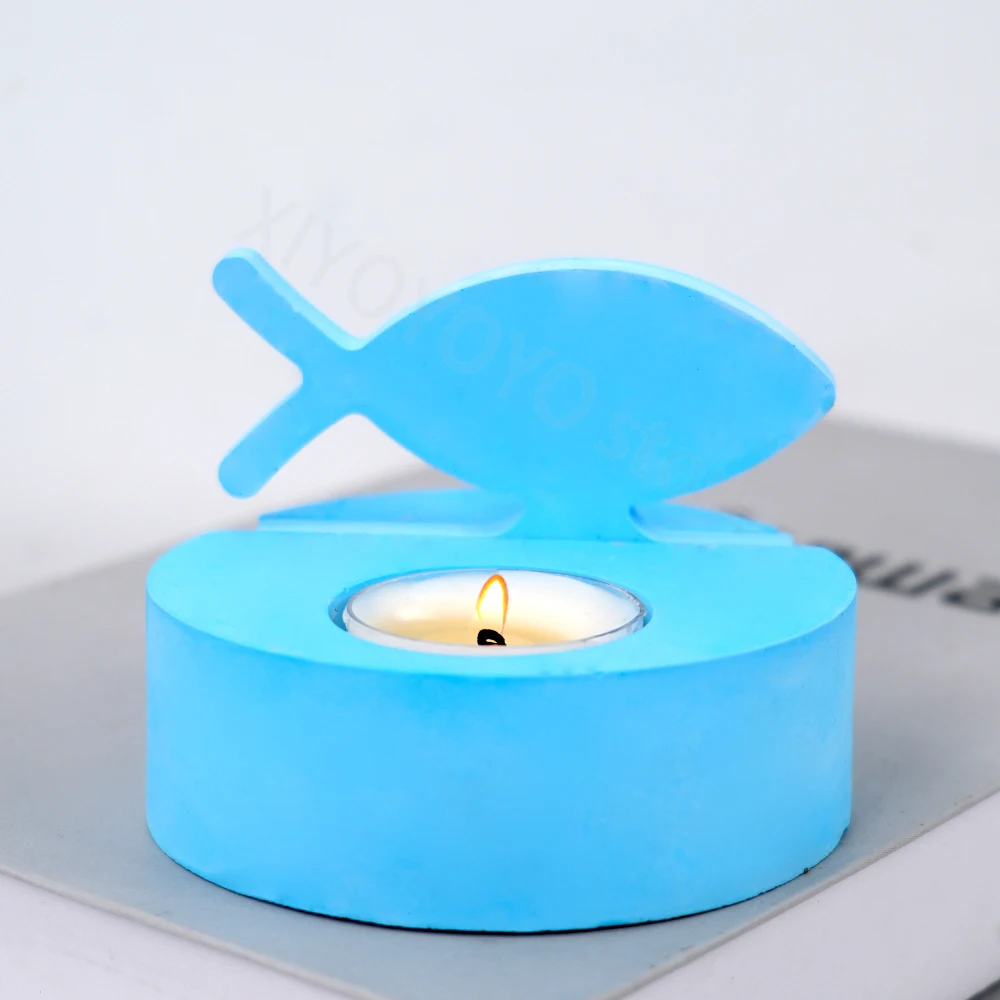 Candeliere Di Pesce Stampo In Silicone Fai Da Te Portacandele Pesce Oceano Cemento Cemento Gesso Stampo Resina Epossidica Artigianato Ornamento Stampo