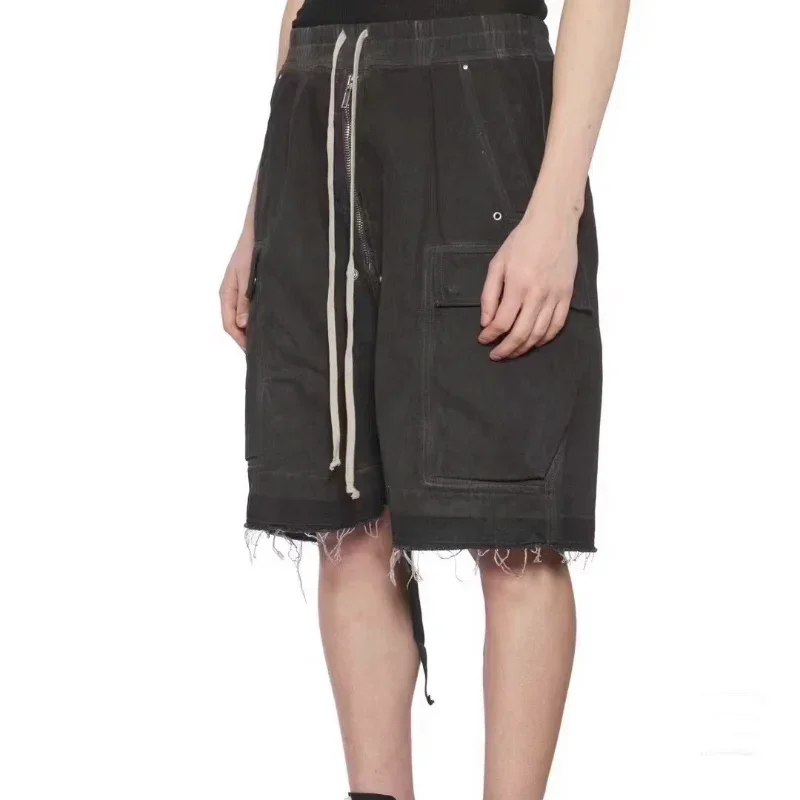 24Ss Nuovo In Pantaloncini Rick Jorts Y2K Streetwear Owens Pantaloni Da Uomo Pantaloncini Di Jeans Grigio Antracite Pantaloni Corti Cargo Casual Vendi