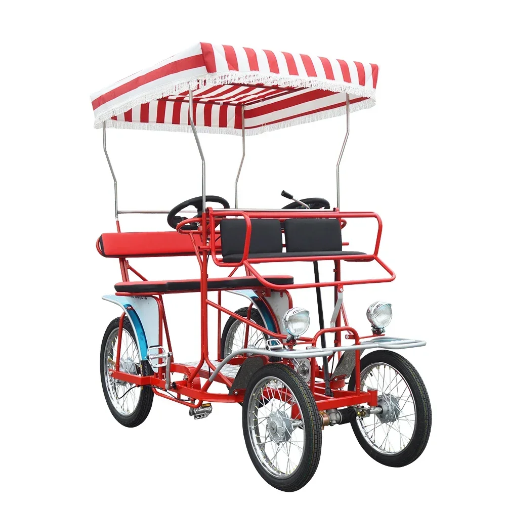 Prezzo Di Fabbrica Noleggio Parco Usato Multi Passeggeri 4 Ruote Adulto 2 Posti Surrey Bike, Pedale Quadriciclo Surrey Sightseeing Bike