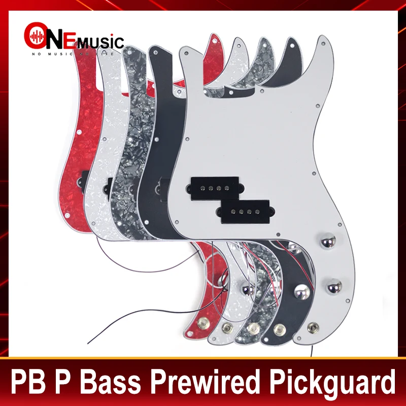 Pb P Bass Prewired Loaded Pickguard Piatto Della Graffiatura Con Pick-Up Per 4 Corde P Bass Nero Rosso Perla