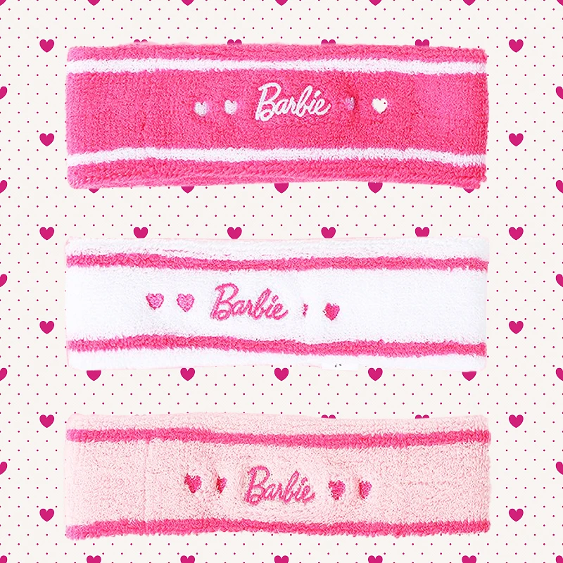 Barbie Sports Fascia Assorbimento Del Sudore Kawaii Elegante Moda Morbida Trendy Movie Decoration Lovely Pink Girls Gifts Elastic
