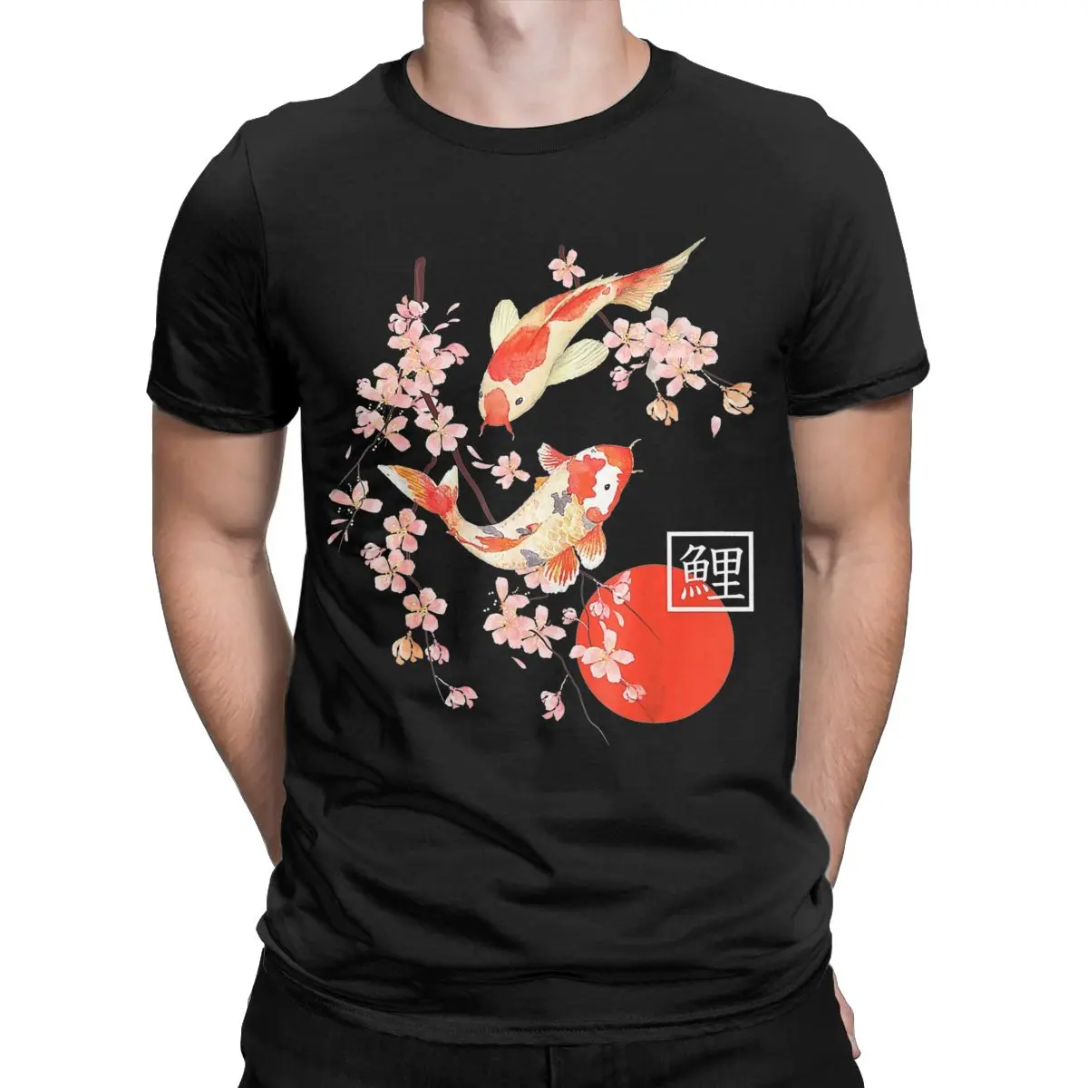 Cherry Blossom Koi Carp Fish Japanese Sakura Men T Shirt Novità Tees Manica Corta Girocollo T-Shirt Cotone Vestiti Originali