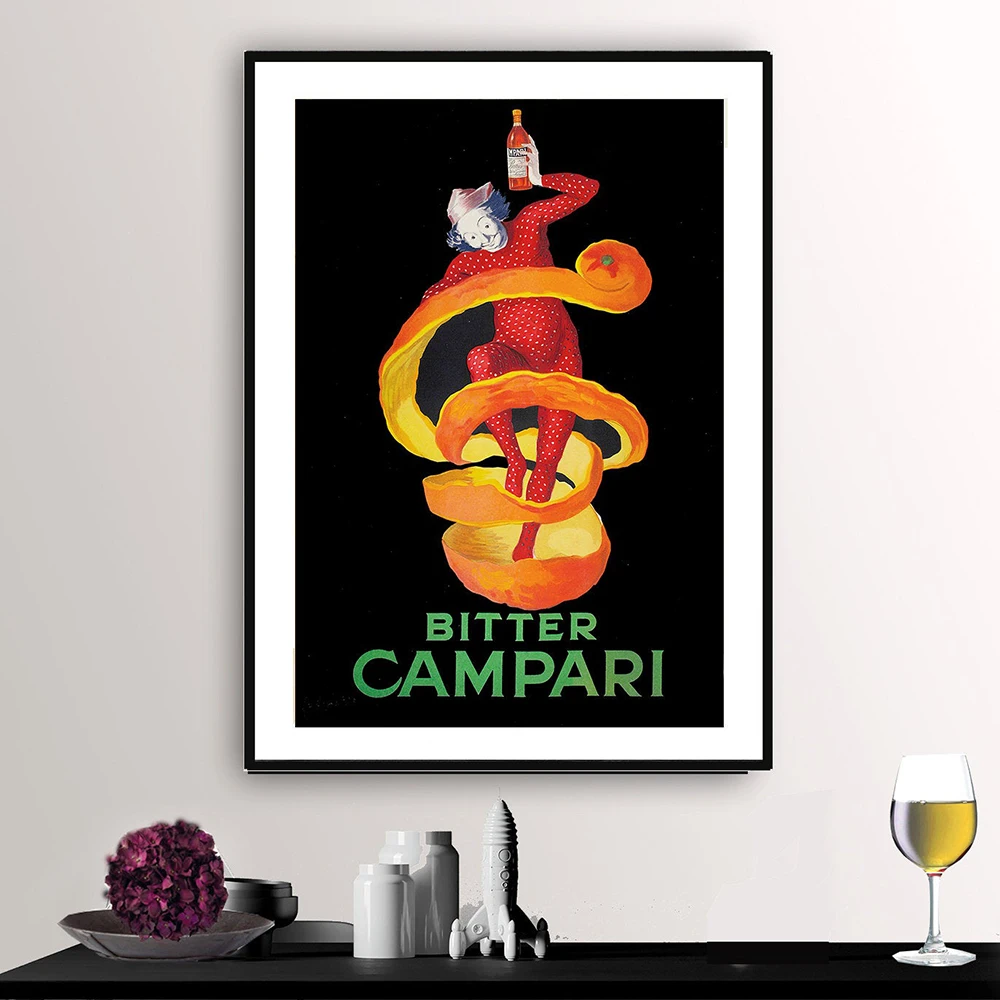 Vintage Italian Campari Orange Peel Cafe Restaurant Wall Art Canvas Poster Modern Abstract Adt Picture For Kitchen Shop Decor