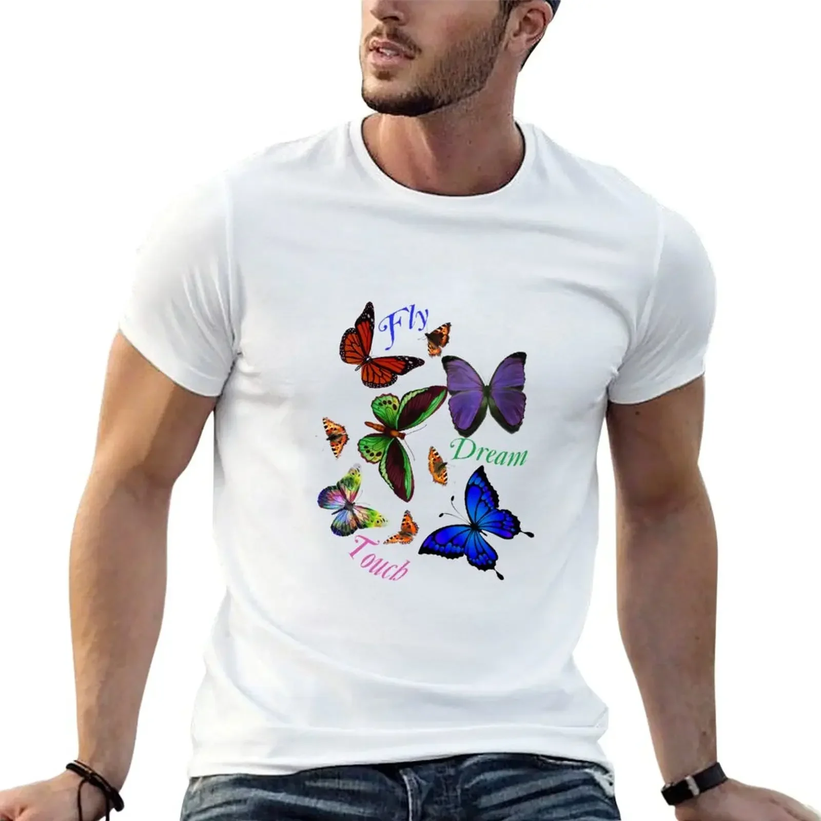 T-Shirt Butterfly-Fly Dream Touch Per Un Ragazzo Plain Kawaii Clothes Abbigliamento Uomo