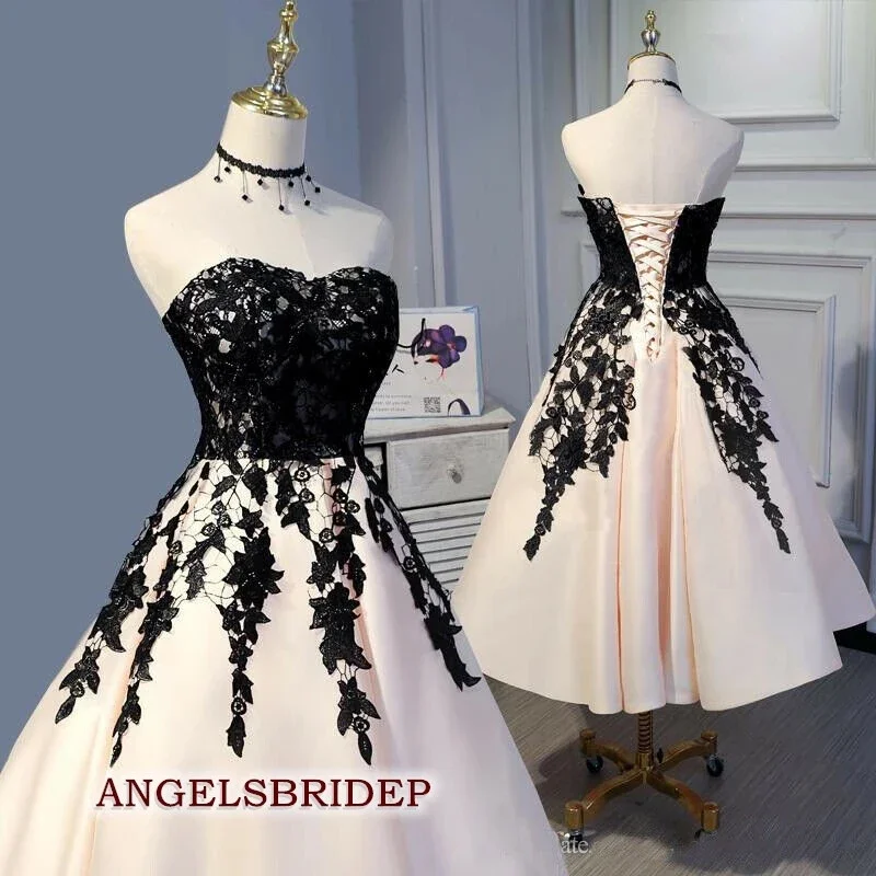 Sweetheart Prom Dresses Vestidos De Festa Lace Formal Sweetheart Tea-Lunghezza Design Semplice Abiti Da Sera Economici