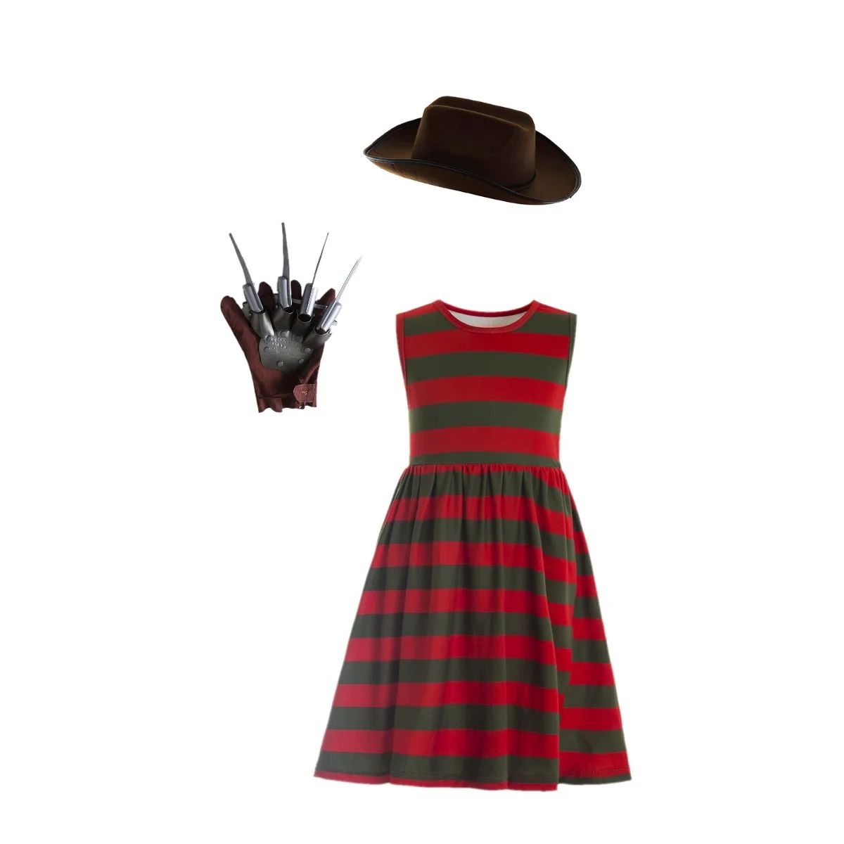 Freddy Krueger Costume A Nightmare On Elm Street Mens Red & Green Nightmare On The Street T-Shirt A Righe Costume Freddy Krueger