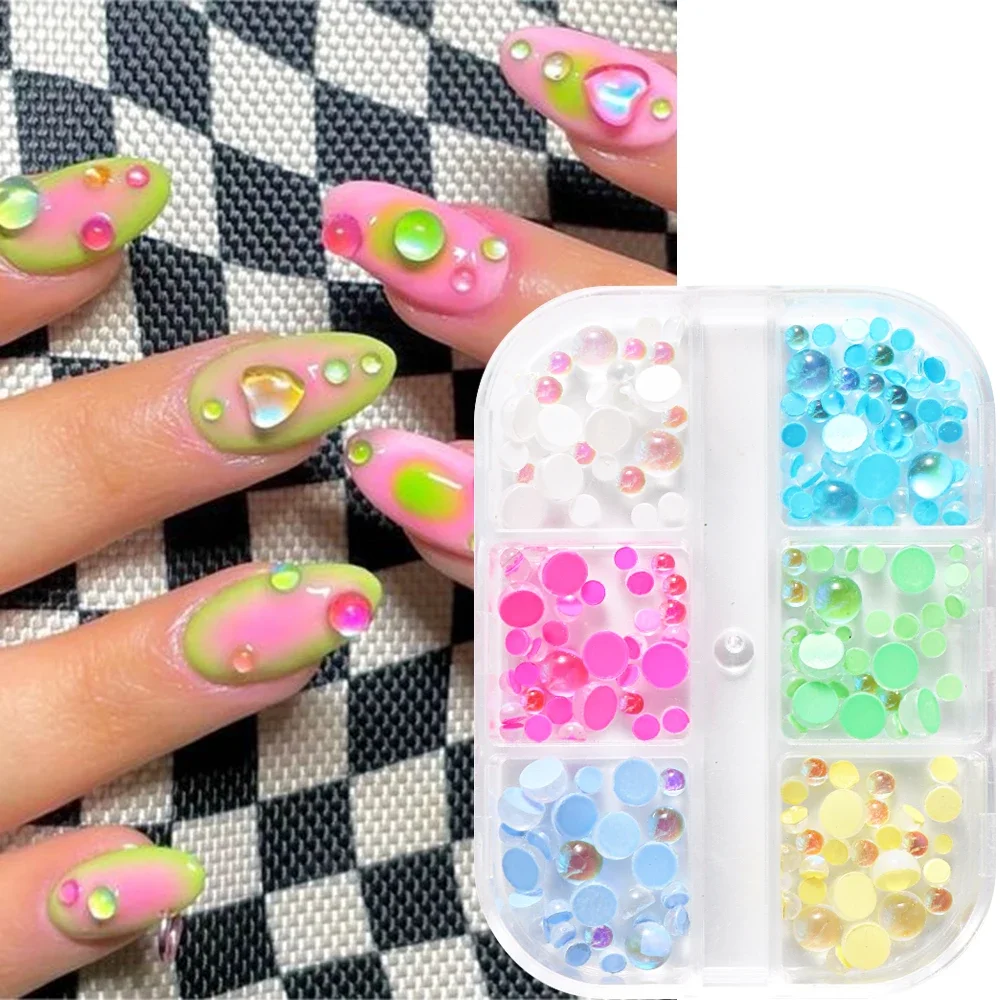 3D Aurora Nail Beads Strass Mermaid Crystal Strass Decorazione Bubble Kawaii Nail Charms Flatback Gems Manicure Tool Nthry