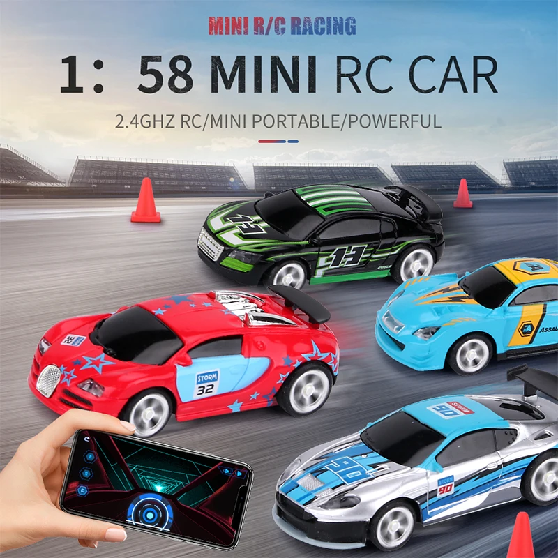 1:58 2.4G Mini Telecomando Ad Alta Velocità Autoradio Telecomando Con Luce Micro Auto Da Corsa Simulazione Veicolo Regalo Per Bambini