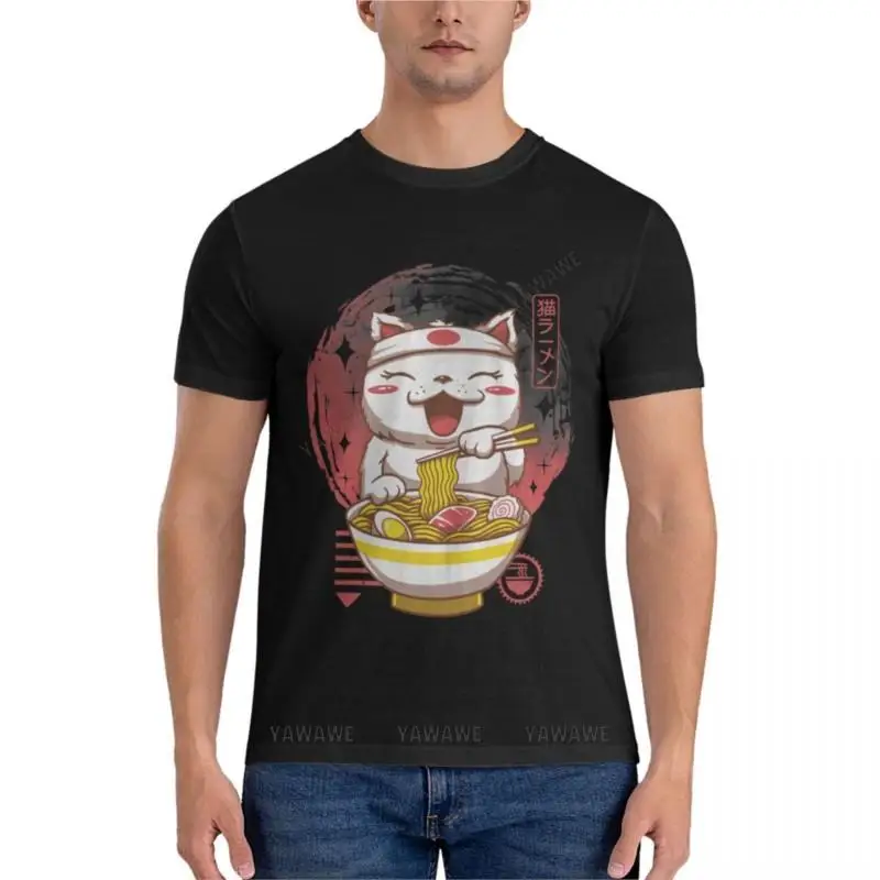 Neko Ramen Classic T-Shirt T-Shirt Per Uomo Graphic Black T Shirt Black Tshirt Uomo Summer Tops