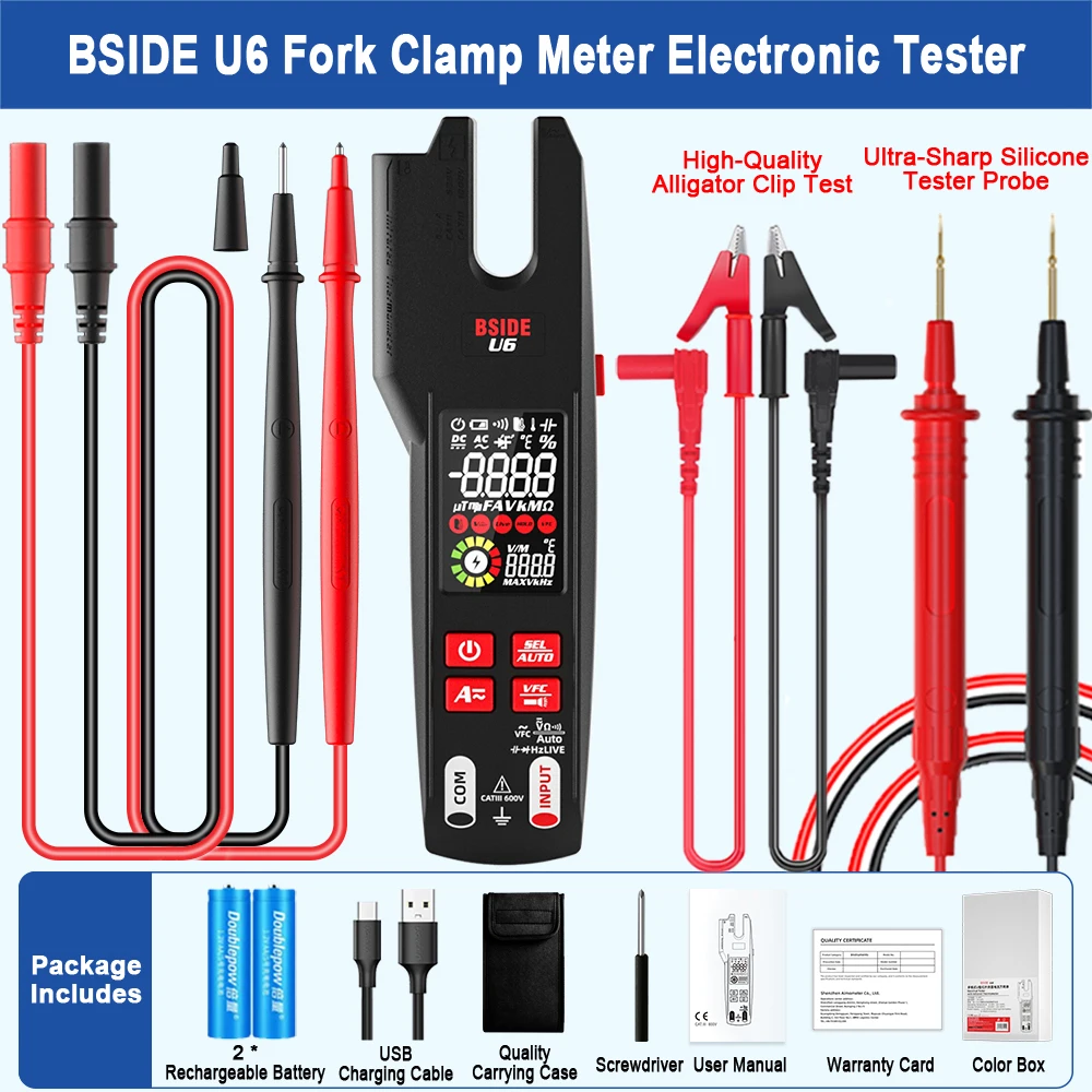 Bside Usb Charge Fork Meter Digital Clamp Amperometri Profesional Ac Dc Current Tester Multimetro Digitale Automatico Vol Meter True Rms