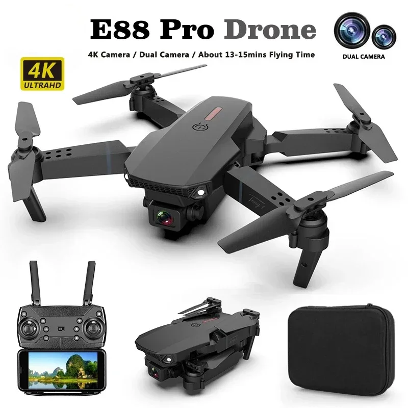 Ultimo E88 Pro Drone 4K Profesional Hd 4K Rc Airplane Dual-Camera Grandangolare Head Remote Quadcopter Airplane Toy Helicopter