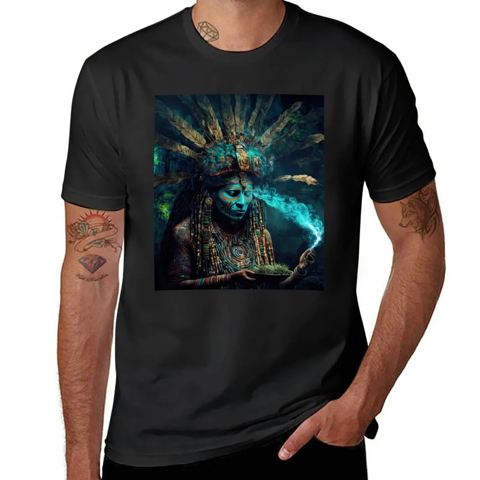 Nuovo Sciamano, Cerimonia Sacra Ayahuasca, Antica Saggezza. Fantasia. _ 02 T-Shirt Summer Top Sweat Shirt Vestiti Carini Abbigliamento Da Uomo