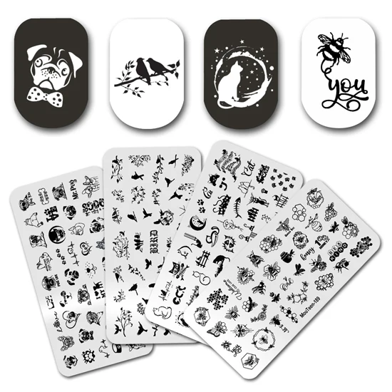 Il Più Nuovo Timbro Per Unghie Mouteen Prodotti Completi Mixed Sassy Nail Stamping Plates Set Di Stencil Per Manicure Per Unghie