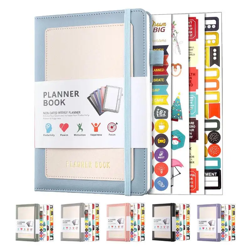 Planner Book A5 Calendar Book Organizer Notebook Pu Leather Shell Mensile Planner Per Studente Insegnante Writer