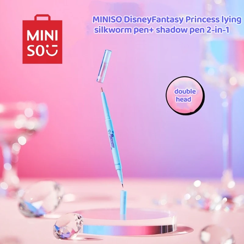 Anime Miniso Disney Snow White Serie Girl Sdraiato Silkworm Pen Women Long Lasting Double Head Silkworm Pen + Shadow Pen 2-In-1
