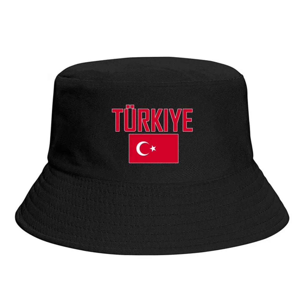 Türkiye Turkey Flag Bucket Hats Print Cool Fans Sun Shade Simple Classic Outdoor Summer Fisherman Caps Fishing Cap