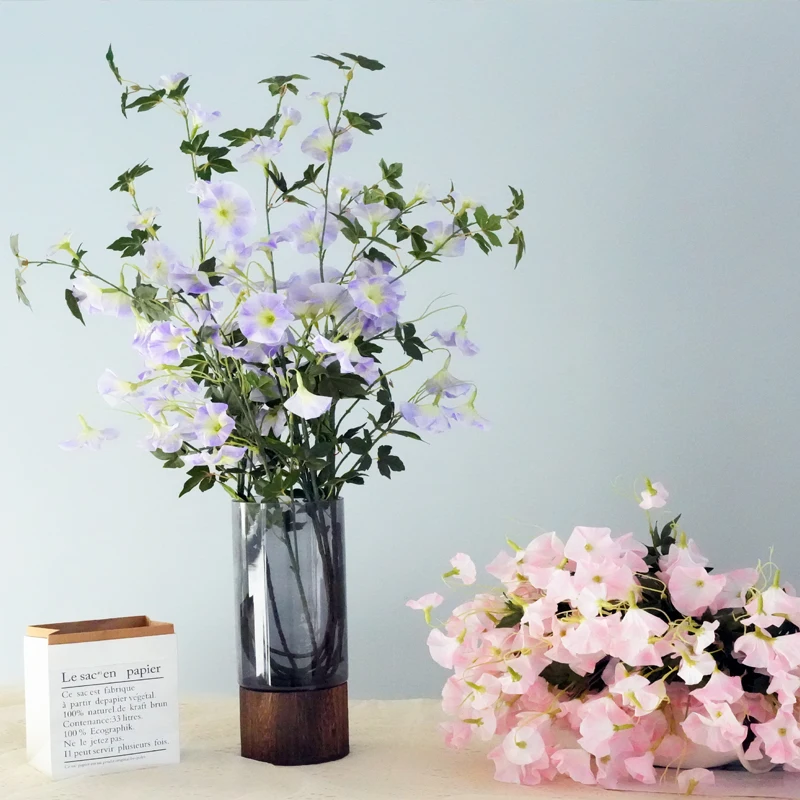 2Pcs Artificial Morning Glory Vine Petunia Real Touch Flowers Fake Morning Glories Fiori Bonsai Per Home Office Garden Wedding