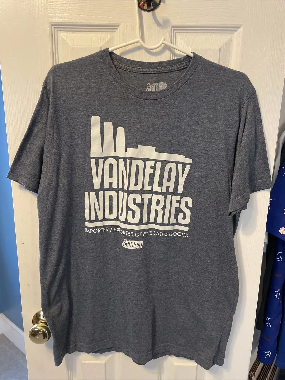 Seinfeld George Costanza Vandelay Industries Camicia Blu Da Uomo Taglia Grande