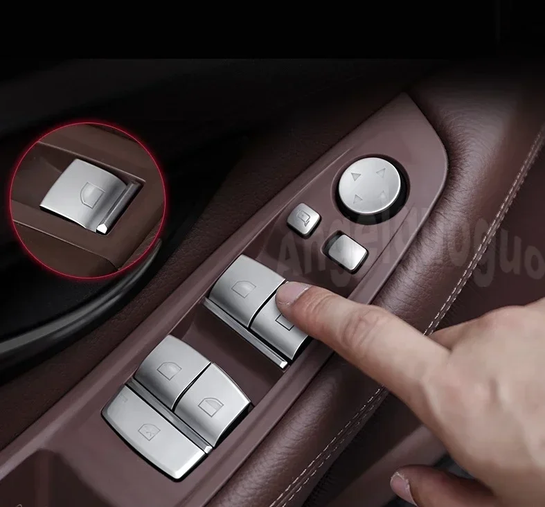 Angelguoguo Car Window Glass Lift Button Trim Cover Sticker Per Bmw X1 /X3 /X4 /X6 /X5 / 1 2 3 5 7 Series Car Style