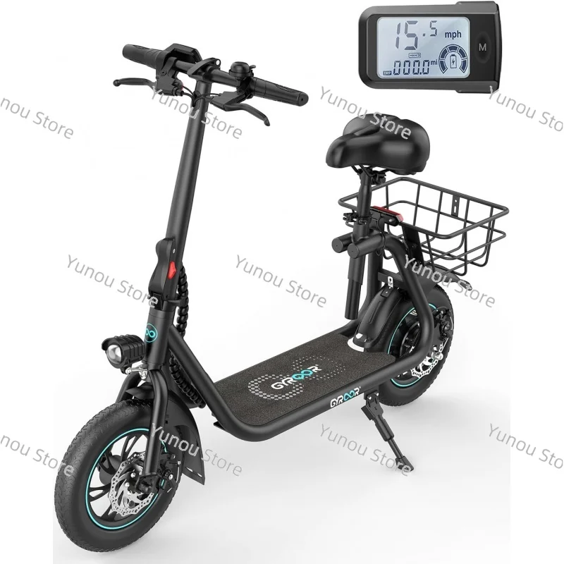 Scooter Elettrico Con Sedile Per Adulti, Motore Da 450-600W A Lungo Raggio Da 20/25 Miglia Fino A 15.5/18,6 Mph Display Lcd Intelligente