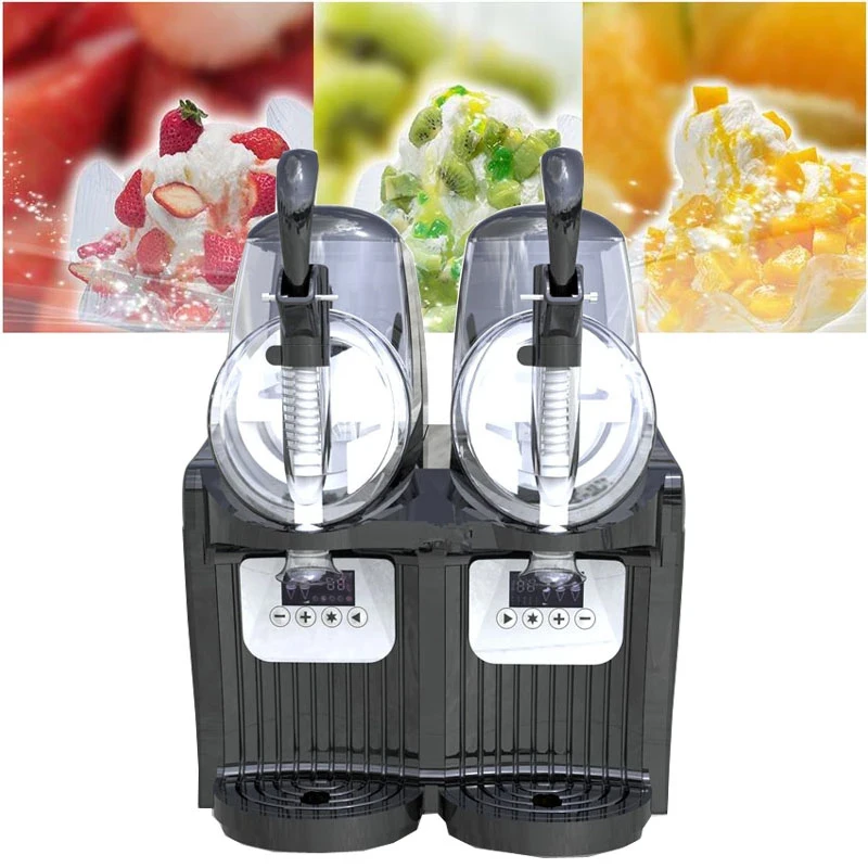 Macchina Commerciale Per La Fusione Della Neve Mini Slush Machine Ice Snow Cold Drink Maker 2 Tank Smoothies Granita Machine