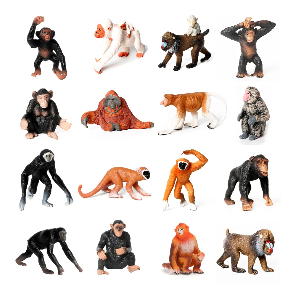 Gorilla Chimp Gibbon Scimmia Figure Foresta Animale Figurine Deco Giungla Compleanno Anime Action Figure Modelli Di Plastica Giocattoli Per Bambini