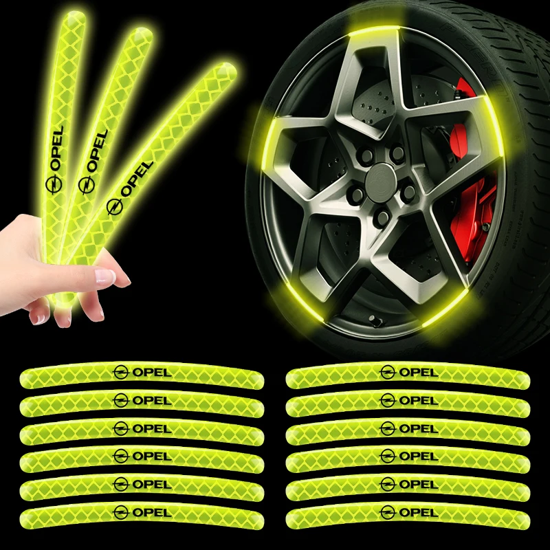 Car Wheel Fluorescente Sticker Hub Sticker Avvertimento Riflettente Per Opel Astra Insignia Mokka Zafira Corsa Vectra Antara Meriva