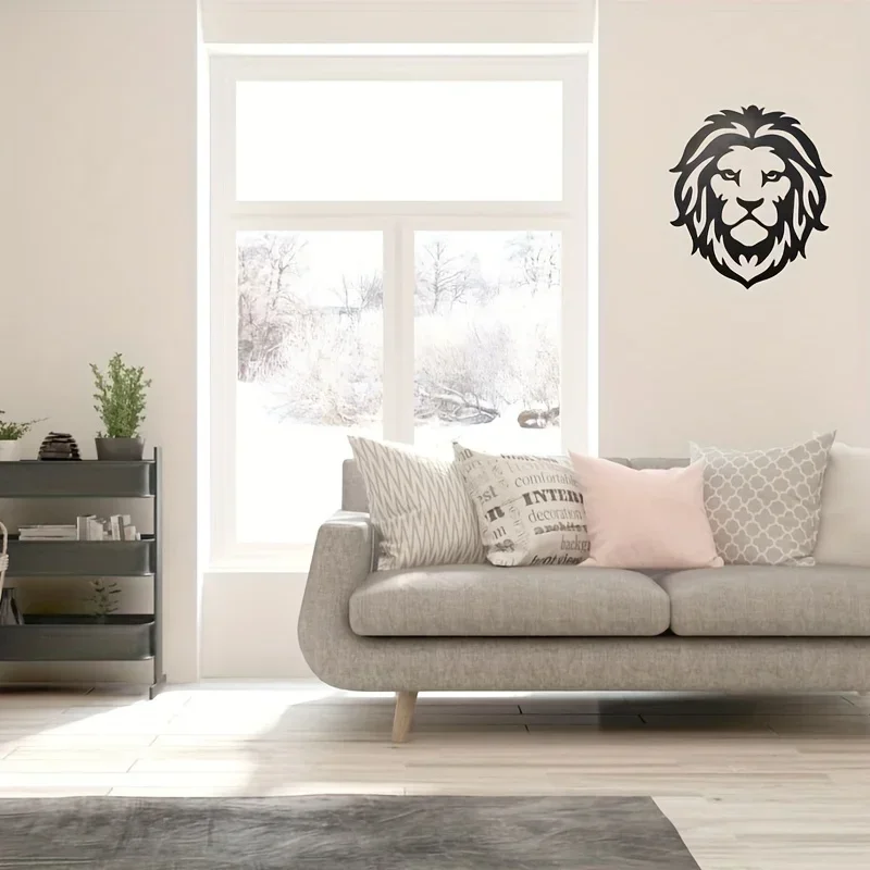 Cifbuy Deco Lion Black Metal Art Wall Hanging Decoration Sculpture Home Decor Metal Sign Outdoor Holiday Gift Restaurant Decor B