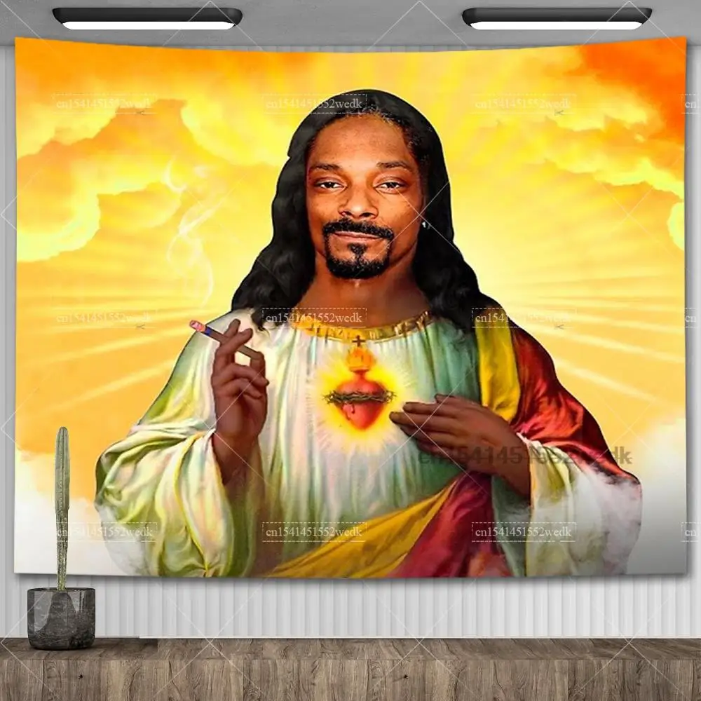 No Smoking No Dogs Sign Flags Jesus Snoop Dogg Meme Arazzo Estetica Room Decor Art Tapestrys Wall Hanging Decorazione Della Camera Da Letto