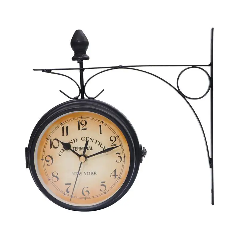 Decor Steampunk Station Orologi Da Parete Unici Vintage Room Neon Clock Station-Orologio Da Parete A Doppia Faccia In Stile Europeo Creativo-