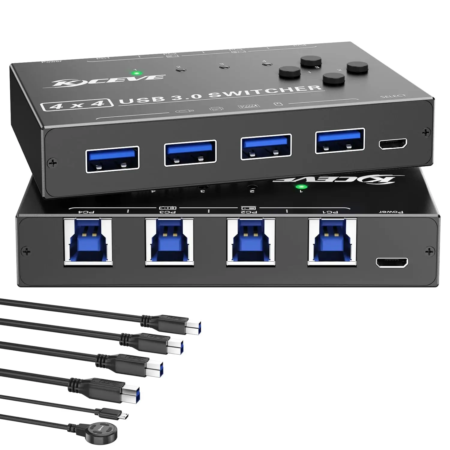 Selettore Switch Usb 3.0 4 Computer Condividono 4 Porte Usb 3.0, 3.0 Switch Usb Compatibile Con Mac/Windows/Linux, Telecomando Cablato