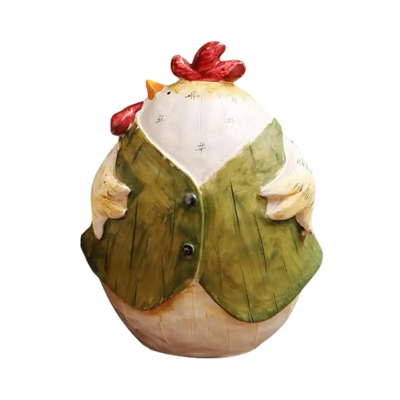 Chicken Hen Statue Retro Easter Chicken Figurine Resin Chicken Desk Decor Spring Chicken Decoration Indossando Bei Vestiti