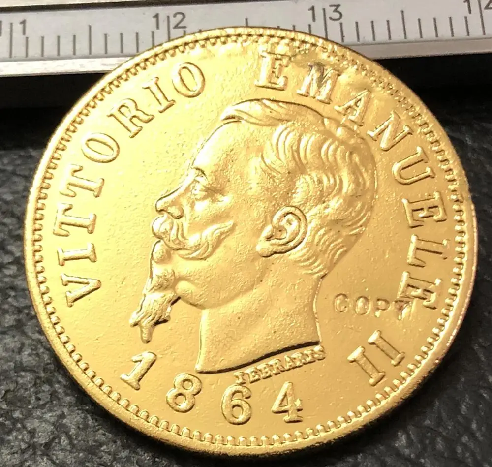 1864 Itlay 50 Lire Oro Copia Coin