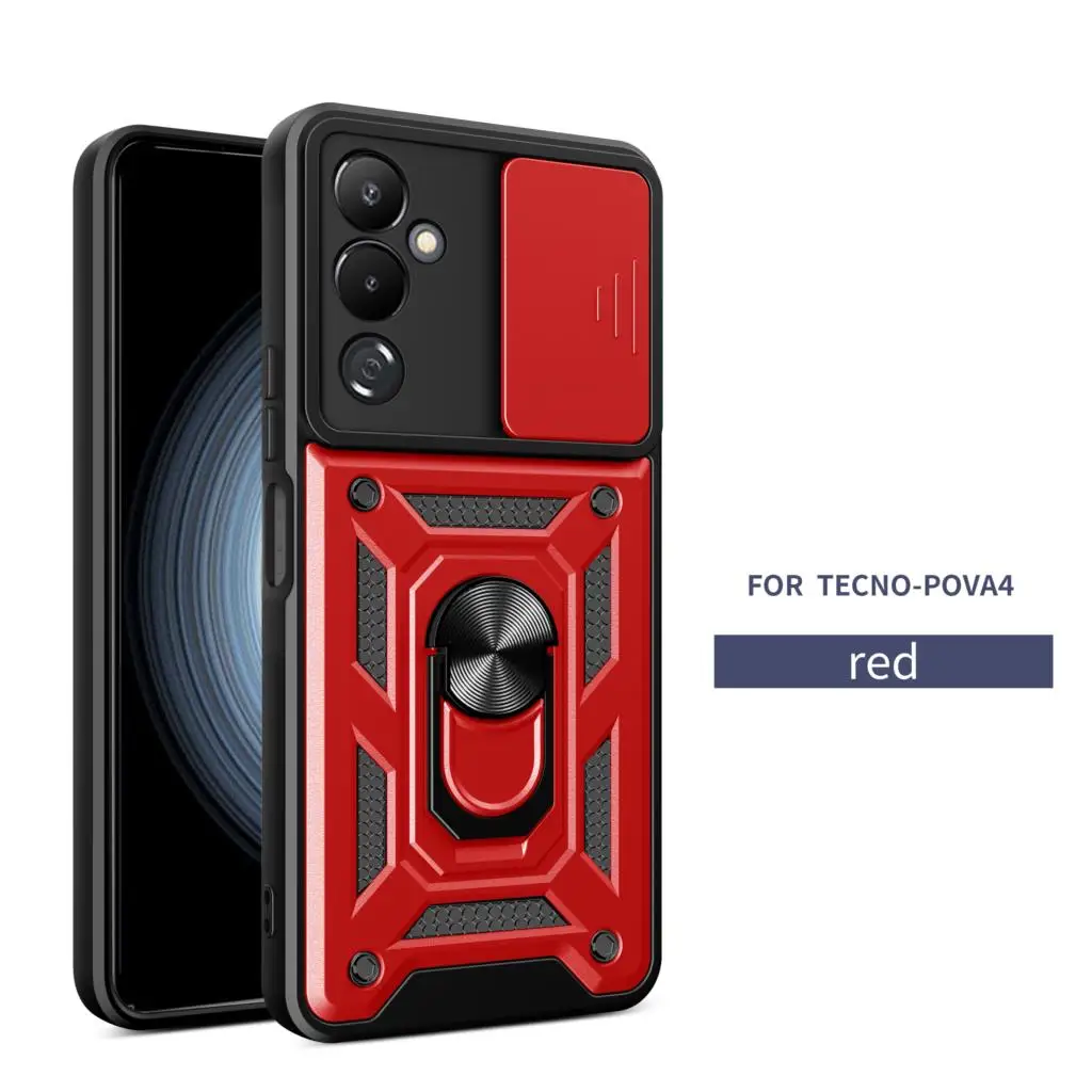 Per Tecno Pova 4 Slide Camera Armor Custodia Per Telefono Tecno Pova 4 Pro Capa Supporto Per Anello Magnetico Tecno Pova Neo Neo 2/Pova 2/Pova 3