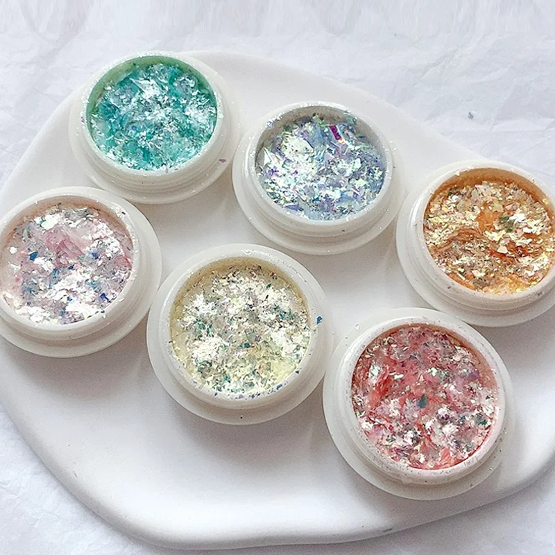 Tszs Japanese Fancy Opal Powder Holo-Aurora Glitters Highlignt Frammento Flash Ice-Trasparente Nail Artdecalcomanie Opal-Glitter
