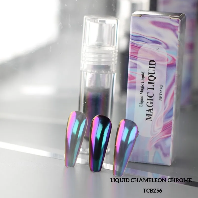 Aurora Liquid Magic Mirror Moonlight Powder Arcobaleno Effetto Specchio Chrome Mermaid Fairy Liquid Powder Nail Colors Shift Chameleon