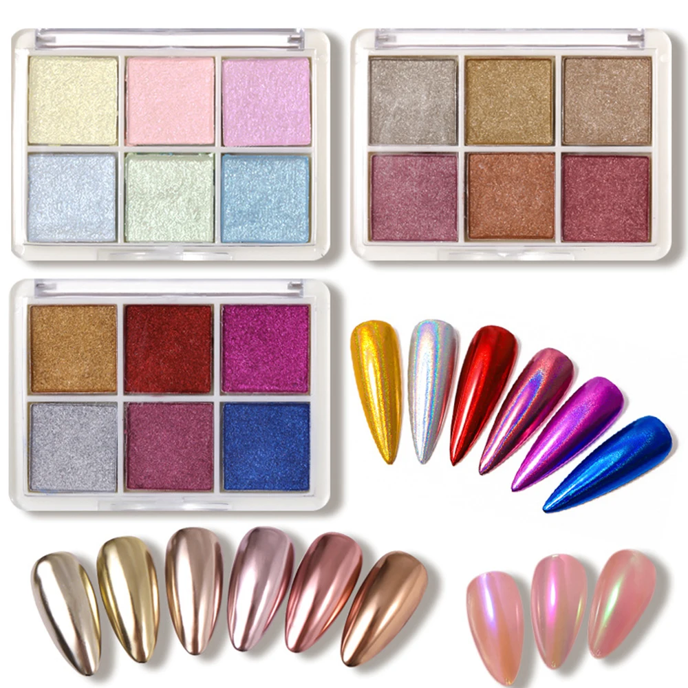 Nail Art Six-Color Solid Magic Mirror Powder Solid Local Gold Powder Aurora Powder Nail Art 6-Color Magic Mirror Powder Solid Ma