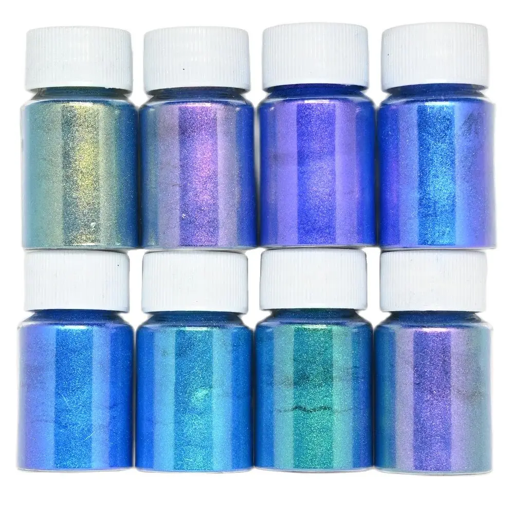 8 Bottiglia/Set Chameleon Pigment Mirror Mermaid Glitter Aurora Ombretto/Lipstic/Crystal-Drop-Rubber Mica Colorshift Pigment # Fa15