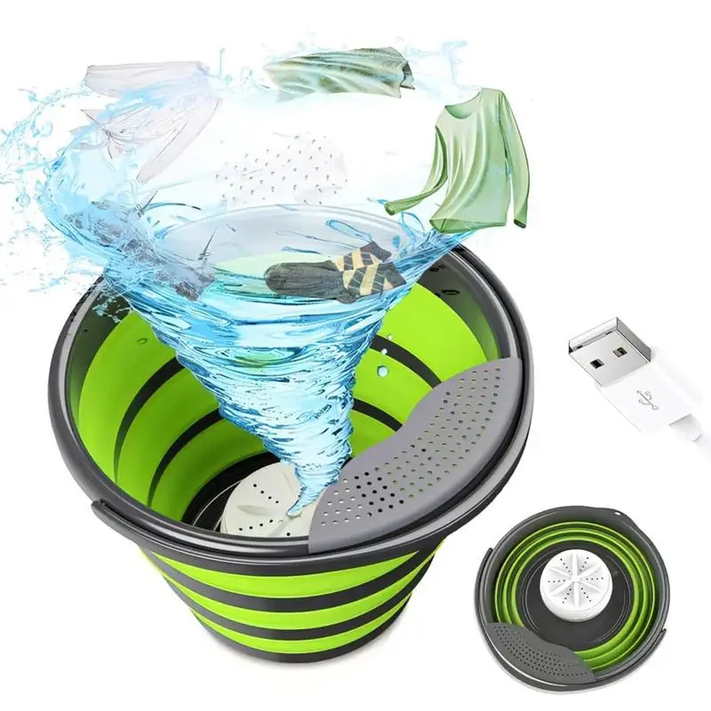 Lavatrice Pieghevole 10L Ad Ultrasuoni E Pulizia A Turbina Lavatrice Pieghevole 24W Usb Powered Small Washer Compact